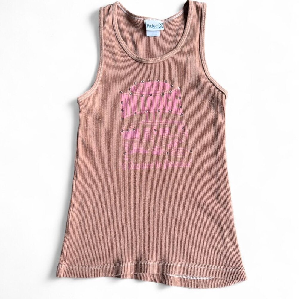 Project E Graphic Tank Top with Rhinestones